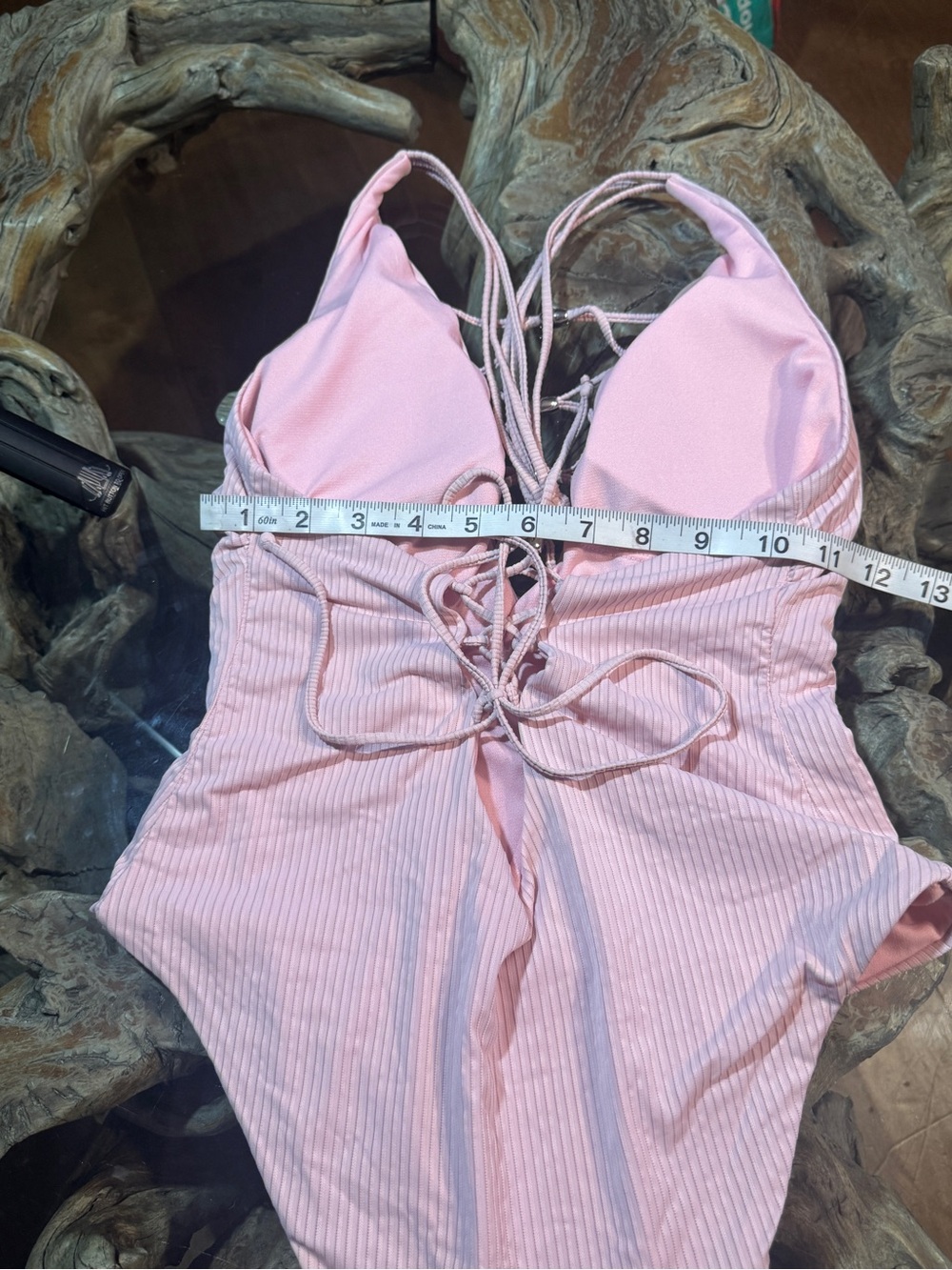 Pink Ribbed One-Piece Swimsuit - Picture 4 of 6